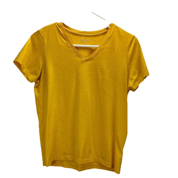 Lands End Womens Yellow V-Neck‎ T-Shirt XS 100% Cotton Casual Short Sleeve - Picture 1 of 7
